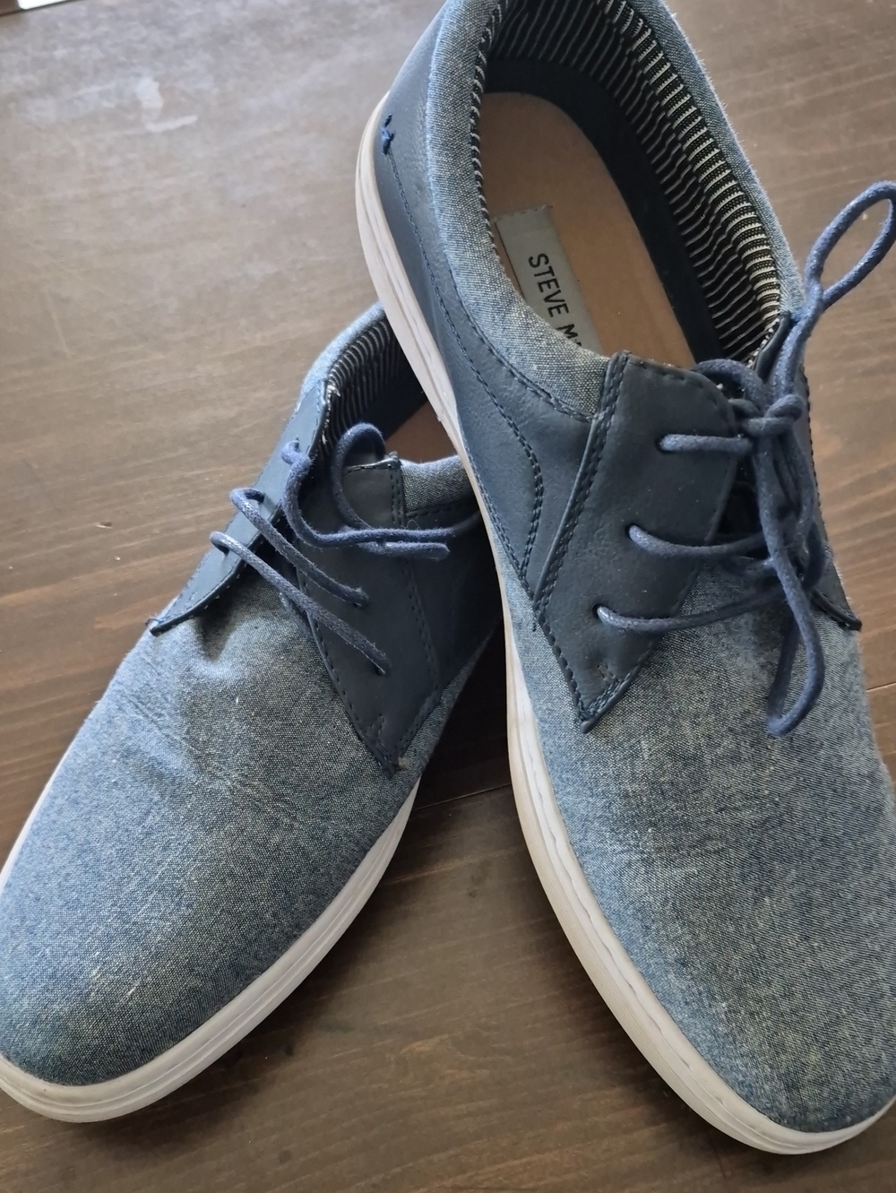 Steve Madden Men's Denim Blue Lace-Up Slip-On Sneakers